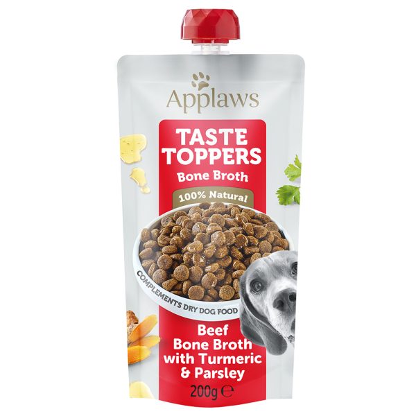 Applaws Taste Toppers Pouch 6 x 200 ml Hondenvoer - Runderbeenderbouillon met Kurkuma & Peterselie