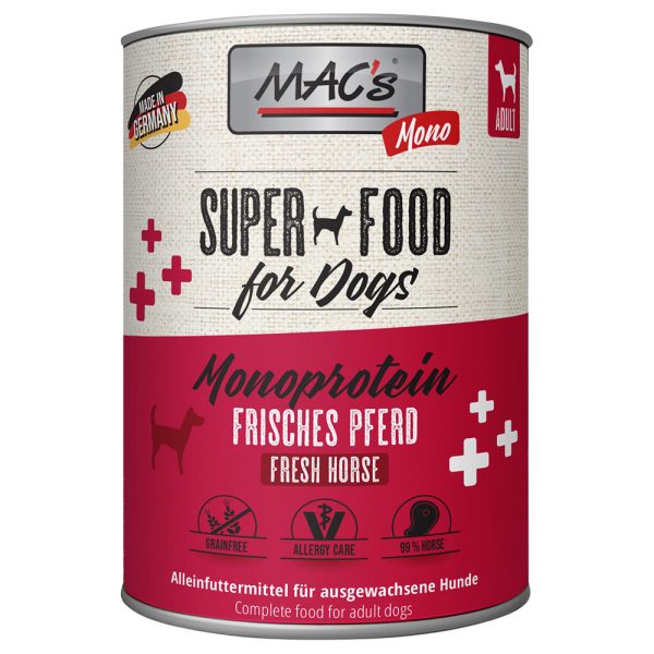 6x800g Mono Sensitive Paard Puur MAC's Hondenvoer