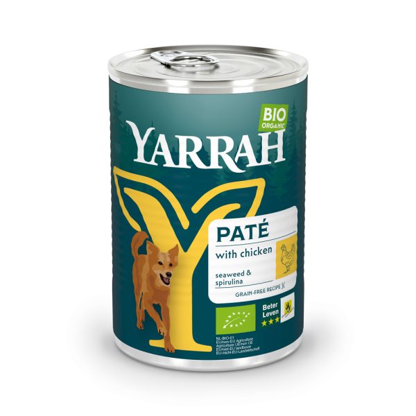 12x400/405gr Bio Paté kip met zeealgen en spirulina Yarrah Hondenvoer
