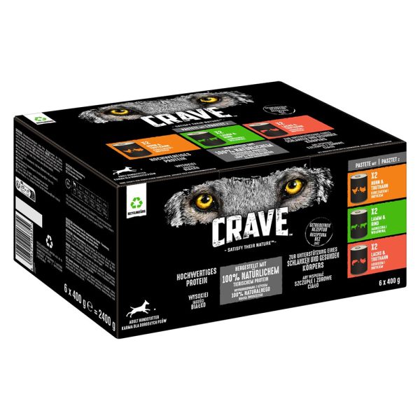 Crave Adult Hondenvoer 6 x 400 g - Mix (3 Soorten)