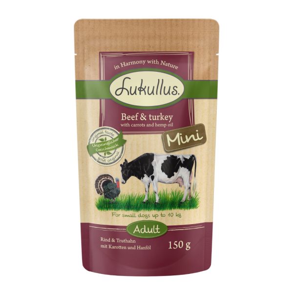 10 + 2 gratis! 12 x 150 g Lukullus Naturkost Mini Vershoudzakjes - Rund & Kalkoen