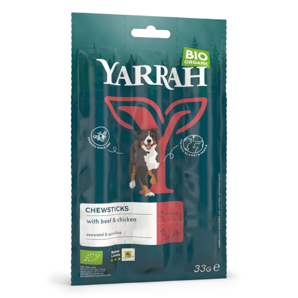 6x33g biologische kauwstaafjes Yarrah Hondensnacks