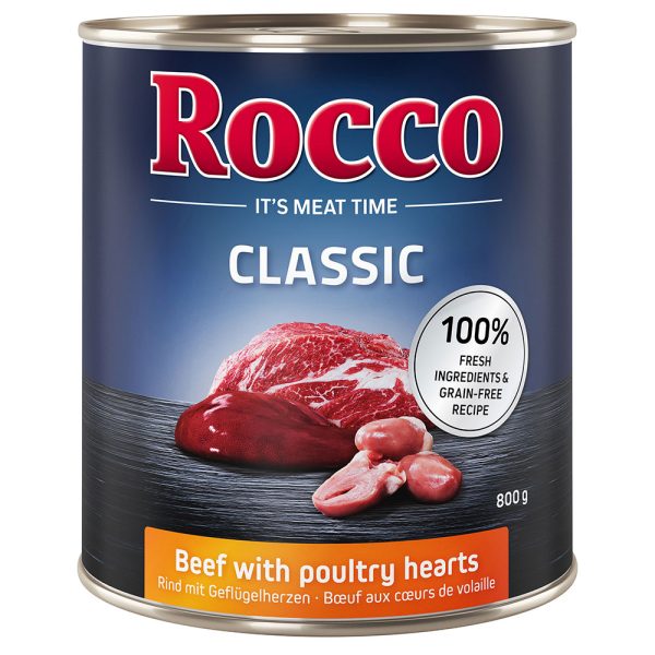 6x800g Rund met Gevogeltehart Rocco Hondenvoer