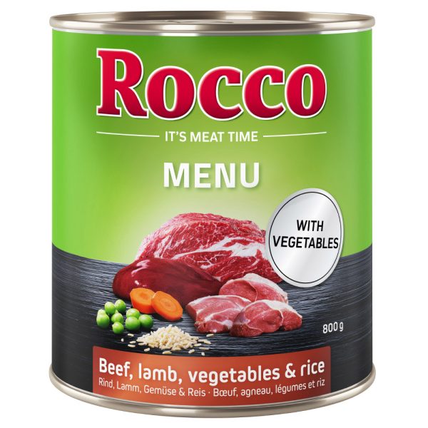 6x800g Menu Rund, Lam, Groente & Rijst Rocco Hondenvoer