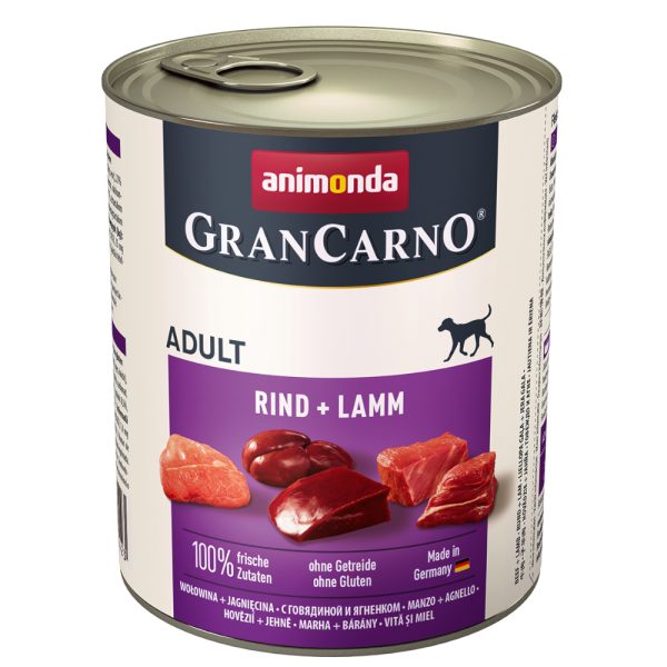 12x800g Original Adult Adult: Rund & Lam animonda GranCarno Hondenvoer