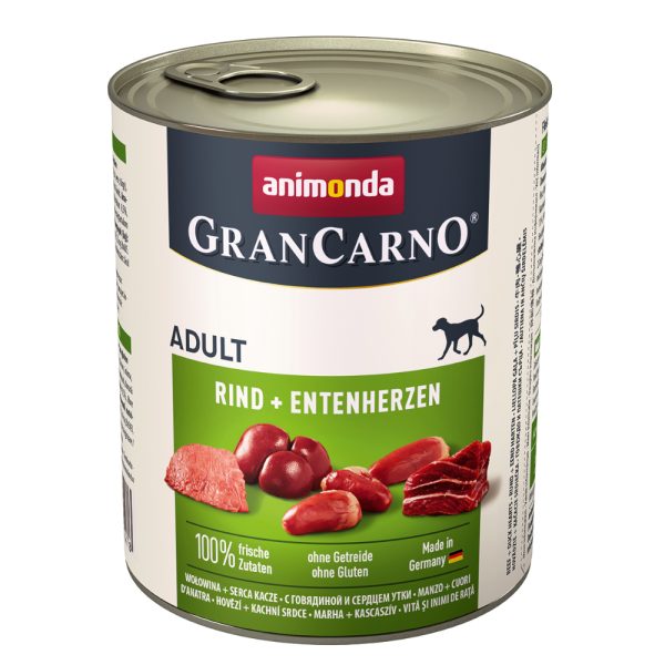 12x800g Original Adult Rund & Eendenhart animonda GranCarno Hondenvoer