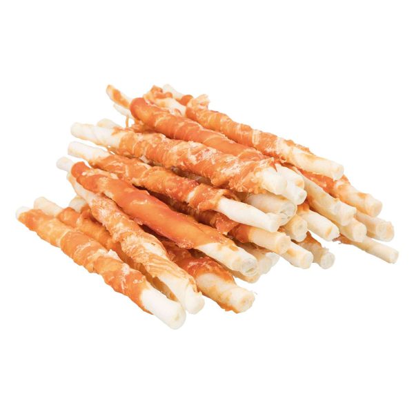 240g Trixie Denta Fun Chicken Chew Rolls ca. 12cm Hondensnacks