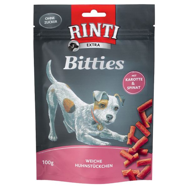 100g Extra Bitties Kip met Wortel & Spinazie RINTI Hondensnacks