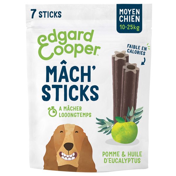 7 Edgard & Cooper Mâch' Sticks appel, eucalyptus voor middelgrote honden (10-25kg)