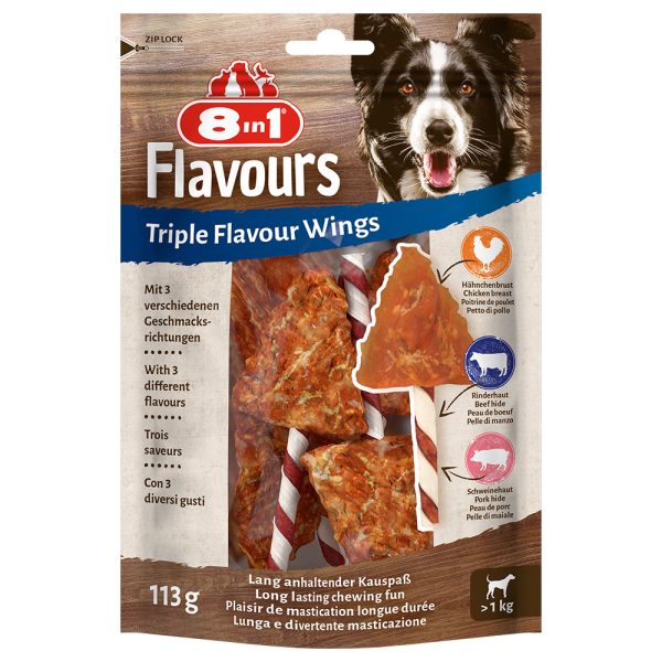 3 + 1 Gratis! 8 in 1 Triple Flavour Twisted Sticks - Wings Kauwsticks (4 x 6 Stuks)