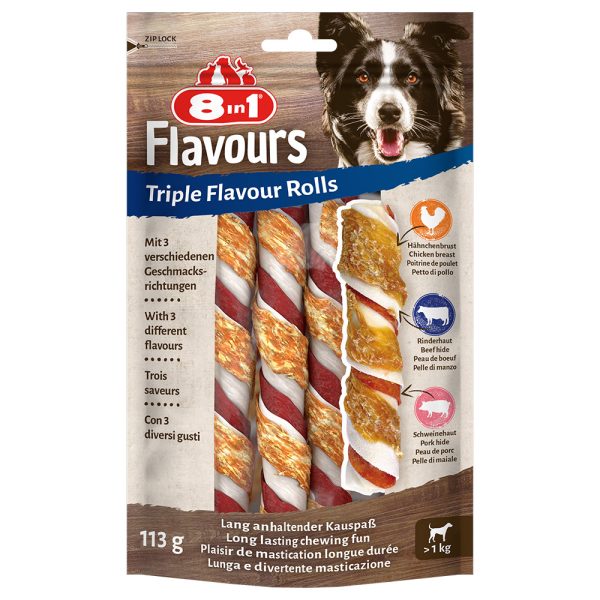 3 + 1 Gratis! 8 in 1 Triple Flavour Twisted Sticks - Rolls Kauwsticks (4 x 3 Stuks)