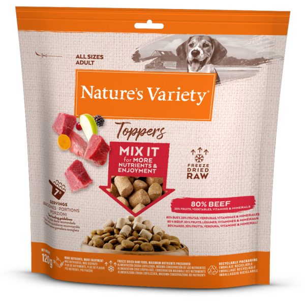 Nature's Variety Gevriesdroogde Topper voor Honden - Dubbelpak: Rund (2 x 120 g)