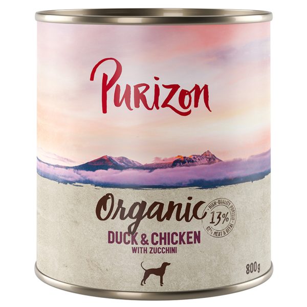 12x800g Organic Eend & Kip met Courgette Purizon Hondenvoer