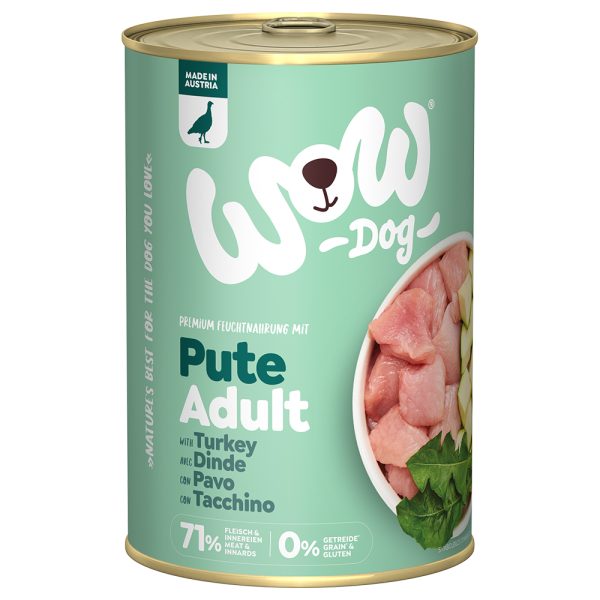 6x 400g WOW Adult kalkoen hondenvoer nat