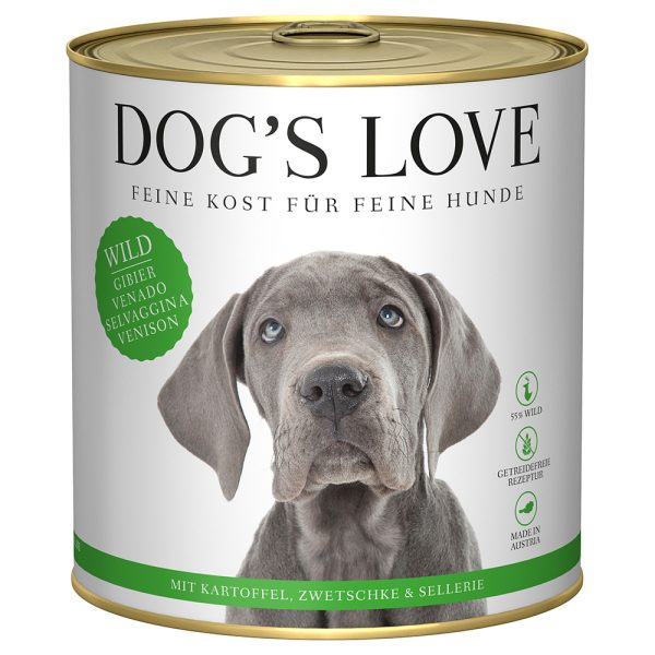 6x 800g Dog's Love Adult Wild hondenvoer nat