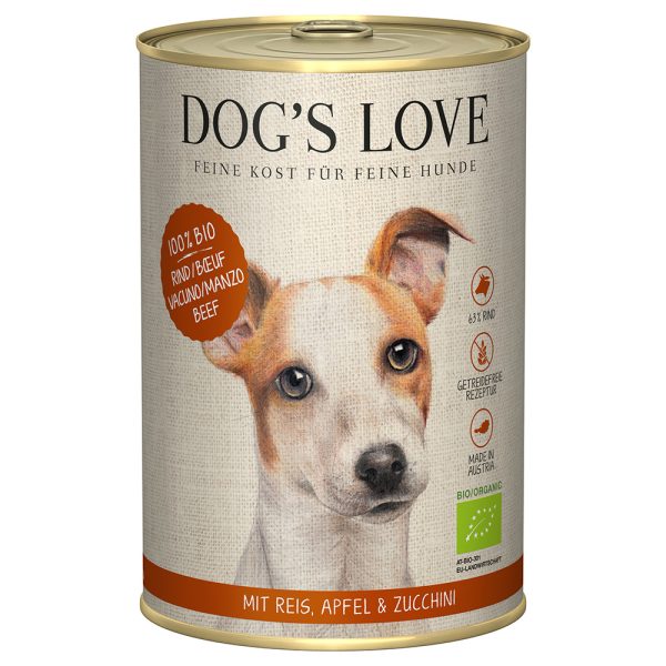 6x 400g Dog's Love Organic Beef Hondenvoer Nat
