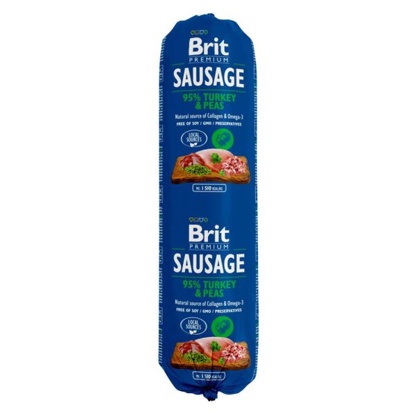 Brit Sausage natvoer - Kalkoen & Erwten (1 x 800 g)