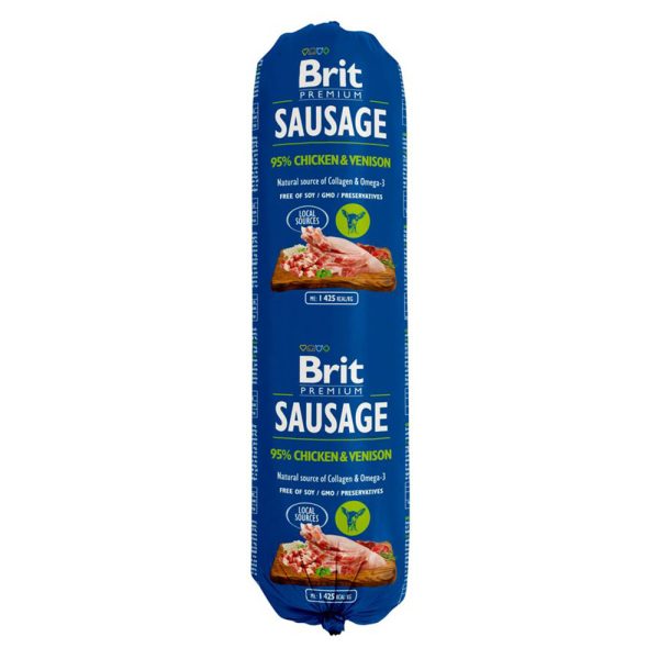 Brit Sausage natvoer - Kip & Wild (12 x 800 g)