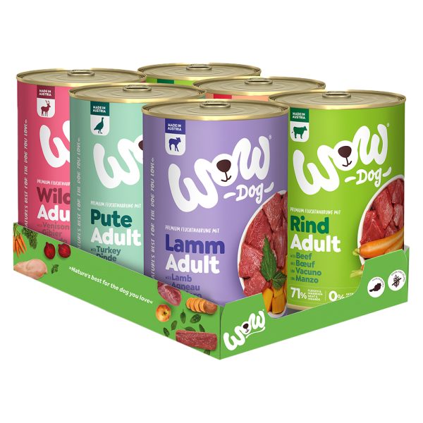 6x 400g WOW Adult Mixpack (5 soorten) nat hondenvoer