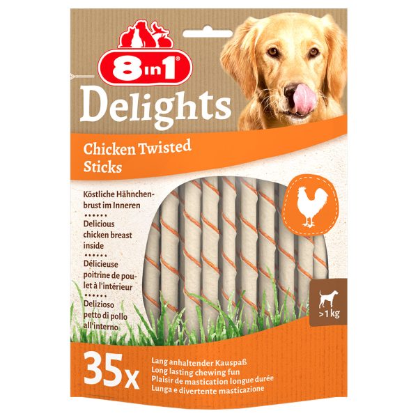 35 Stuks 8in1 Delights Twisted Sticks voor kleine honden kip hondensnacks
