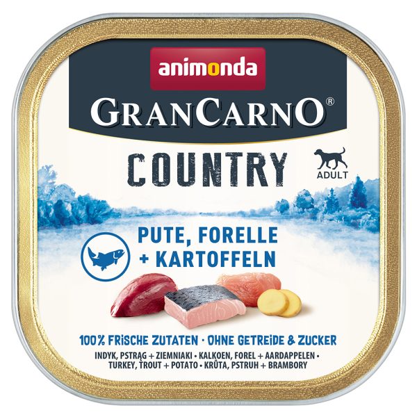 22x150g animonda GranCarno Adult Country Kalkoen, Forel & Aardappel Honden Natvoer