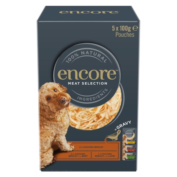 5x 100g Encore Gravy Zakjes Mix Vlees naar keuze (3 soorten) Honden Natvoer
