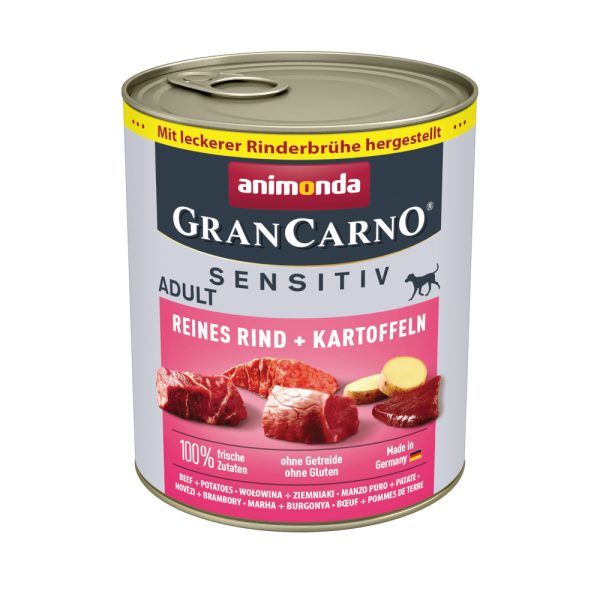 6x 800g animonda GranCarno Adult Sensitive Pure Rund & Aardappelen Honden Natvoer