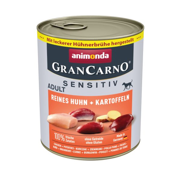 6x 800g animonda GranCarno Adult Sensitive Pure Kip & Aardappelen Honden Natvoer