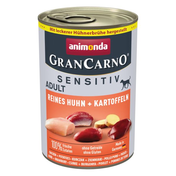 Voordeelpakket: 24x400g animonda GranCarno Adult Sensitive Puur Kip & Aardappelen Honden Natvoer