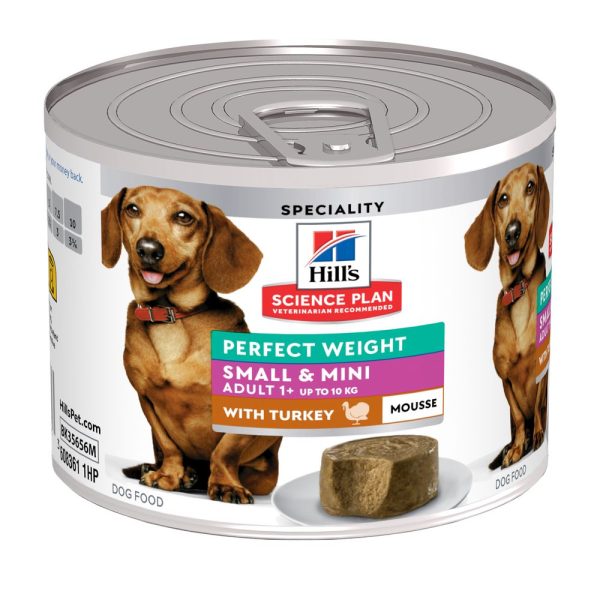 12x 200g Hill's Science Plan Perfect Weight Adult Small & Mini Mousse kalkoen hondenvoer nat