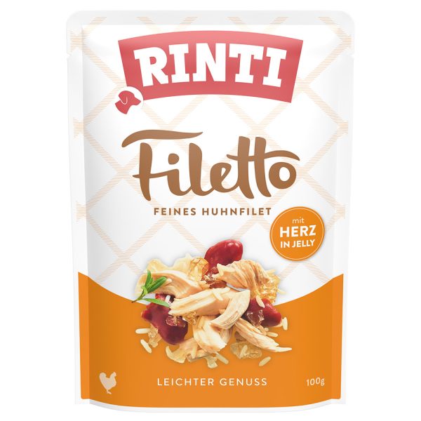 24 x 100 g Rinti Filetto Zakjes in Gelei Kip met Hart hondenvoer nat