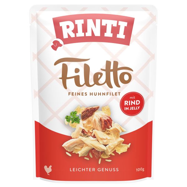 24 x 100 g Rinti Filetto Zakjes in Gelei Kip met Kip met Rund