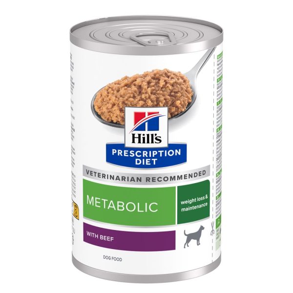 12x 370g Hill's Prescription Diet Metabolic met Rund hondenvoer nat