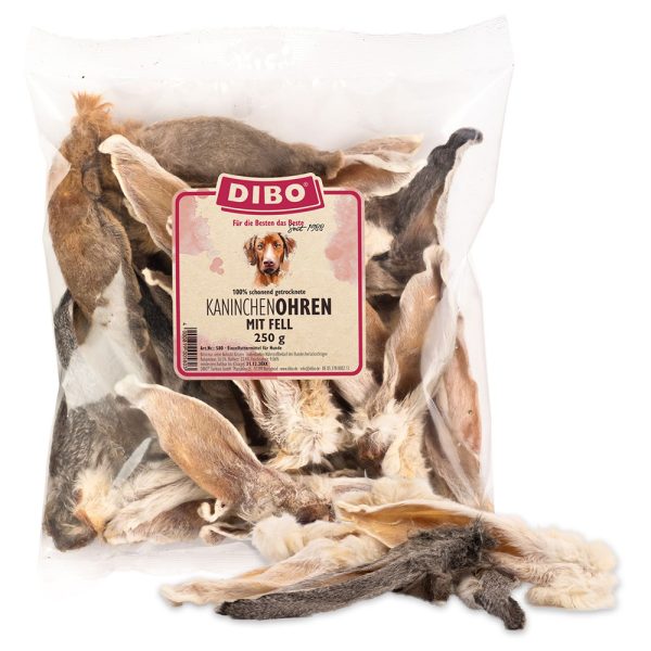 Voordeelpakket: 2x250g DIBO konijnenoren met bont hondensnacks