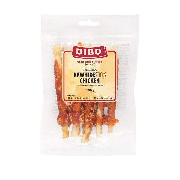 100g DIBO Runderhuidsticks met kip hondensnacks