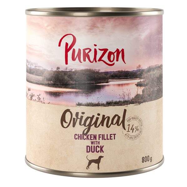 6x800g Purizon Original Adult Kipfilet met Eend, Wortelen en Bramen Honden Natvoer