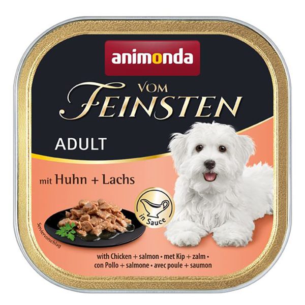 22x150g met kip & zalm in saus animonda vom Feinsten Adult natvoer voor honden