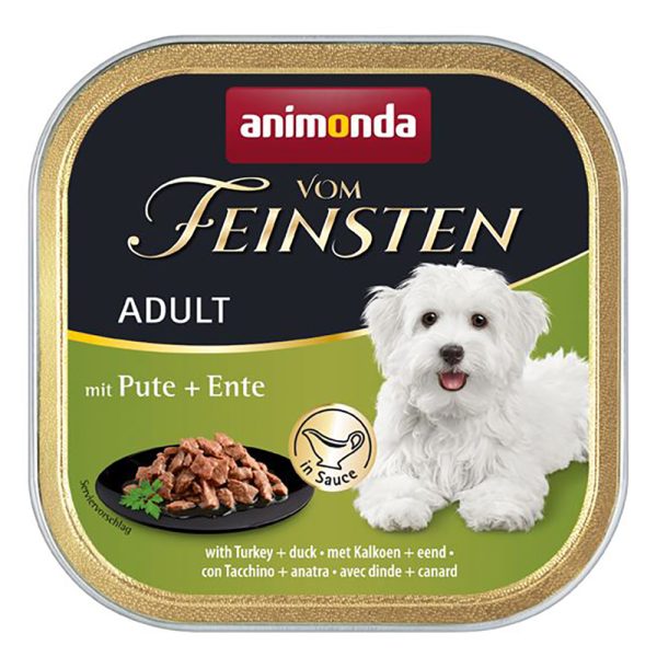 22x150g met kalkoen & eend in saus animonda vom Feinsten Adult natvoer voor honden