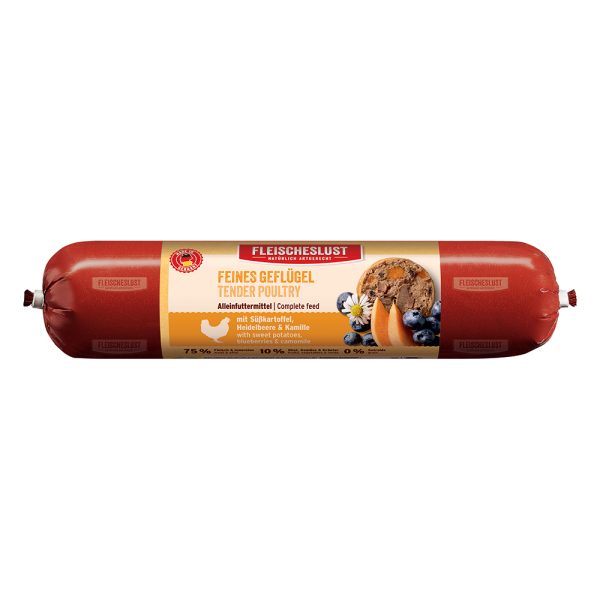 Voordeelpakket Fleischeslust 12 x 800 g - Classic: Fijn gevogelte met zoete aardappel, bosbes & kamille
