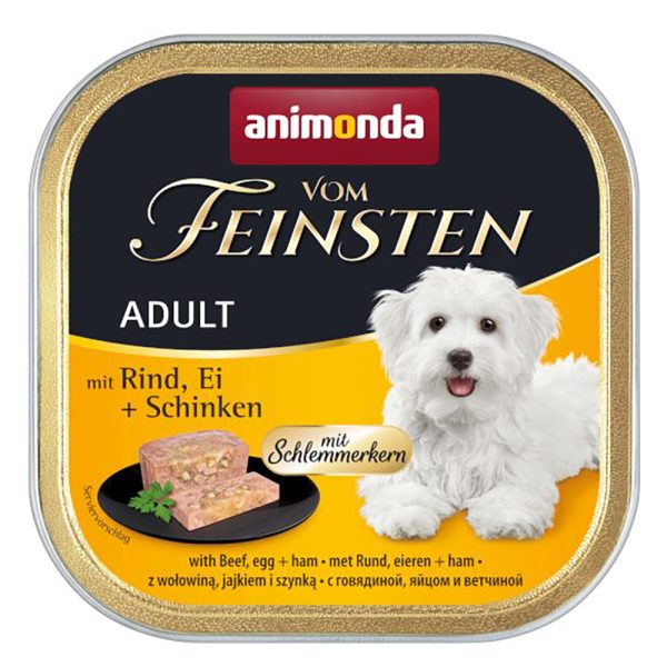 22x150g gourmetcentrum met rundvlees, ei & ham animonda vom Feinsten Adult nat hondenvoer