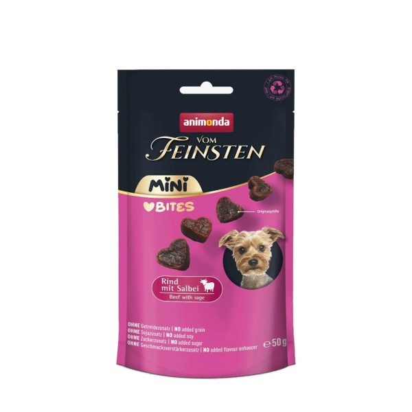 Voordeelpakket: 10x50g Rundvlees met salie Animonda Vom Feinsten Adult Mini Bites hondensnacks