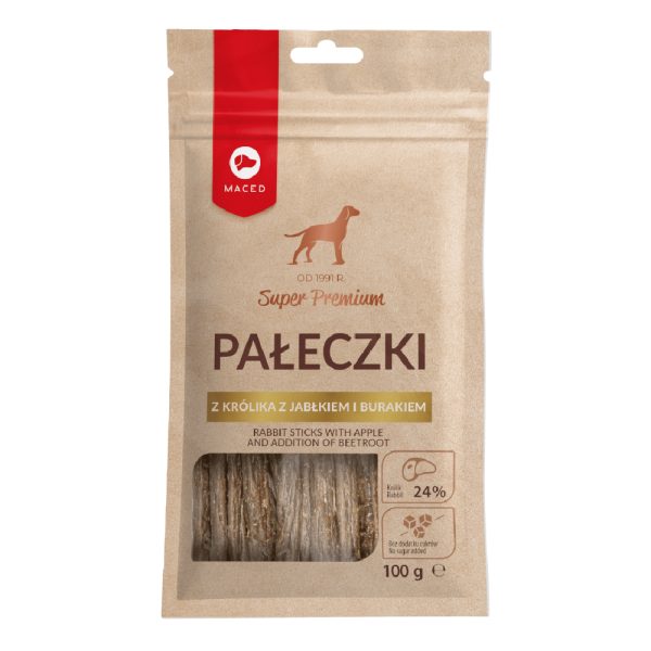 Voordeelpakket: 3x100g Maced Super Premium Rabbit Sticks met appel en rode biet hondensnacks