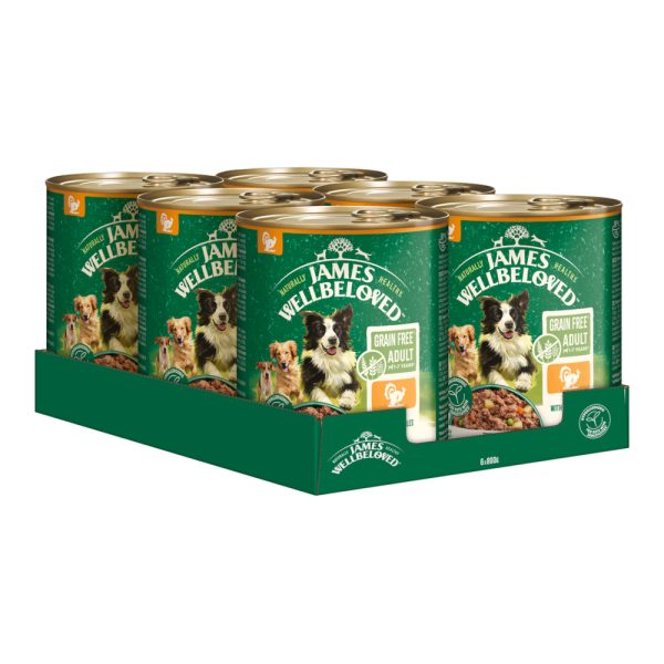 Voordeelpakket: 24x800g James Wellbeloved Grain Free Adult Dog Hypoallergenic Kalkoen nat