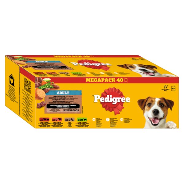40x100g Pedigree vershoudzakjes gemengde selectie in saus (4 soorten) nat hondenvoer