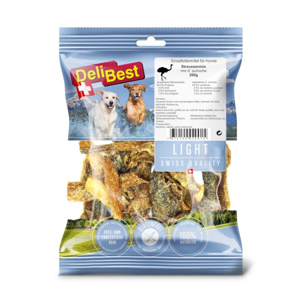 Dubbelpak: 2x200g DeliBest Light Struisvogel Mix Gourmet Hondensnacks