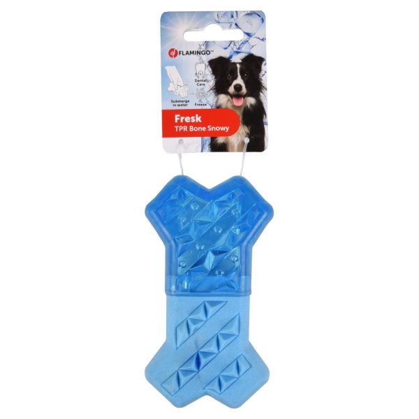 Flamingo hondenspeeltje Snowy Bone, blauw 13,3x7,4x3,8cm hond