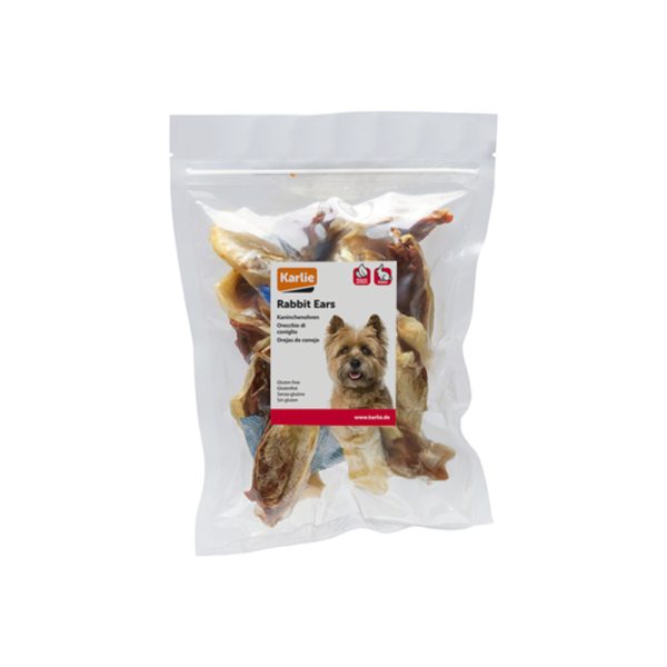 250g beeztees gedroogde konijnenoren met eend hondensnacks