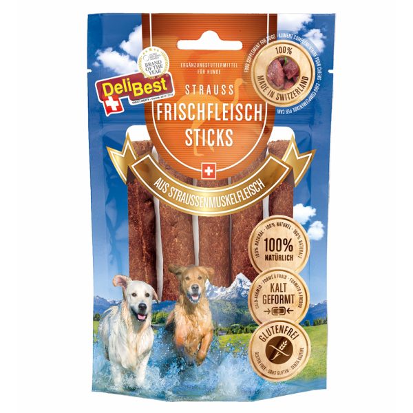 10x10cm Struisvogelvleessticks DeliBest Hondensnacks
