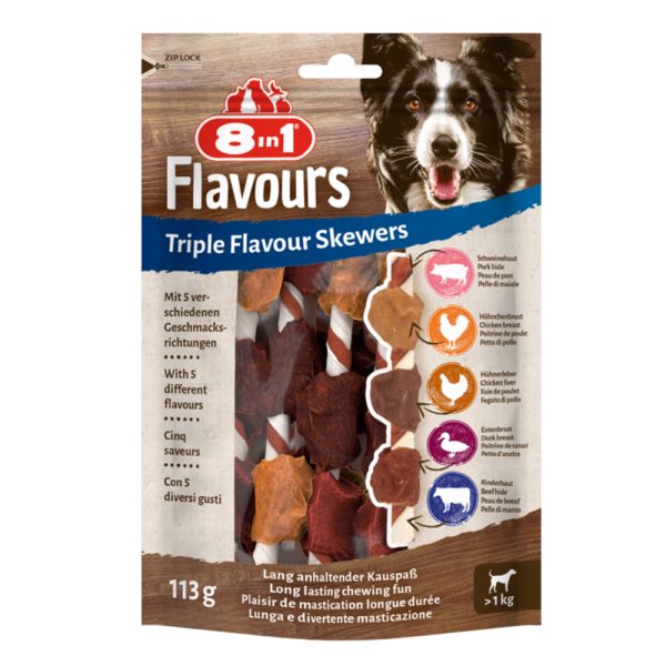 3 + 1 Gratis! 8 in 1 Triple Flavour Twisted Sticks - Skewers Kauwrollen (4 x 6 stuks)