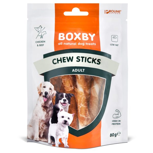 3x80g Chew Sticks met Kip Boxby Hondensnacks